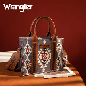 Wrangler Lavender Allover Aztec Dual Sided Print Crossbody Canvas Tote