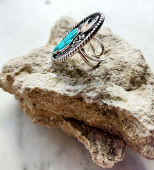 Western Cactus and Turquoise Disc Ring