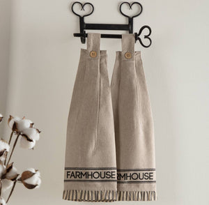 Sawyer Mill Charcoal Farmhouse Button Loop Kitchen Towel