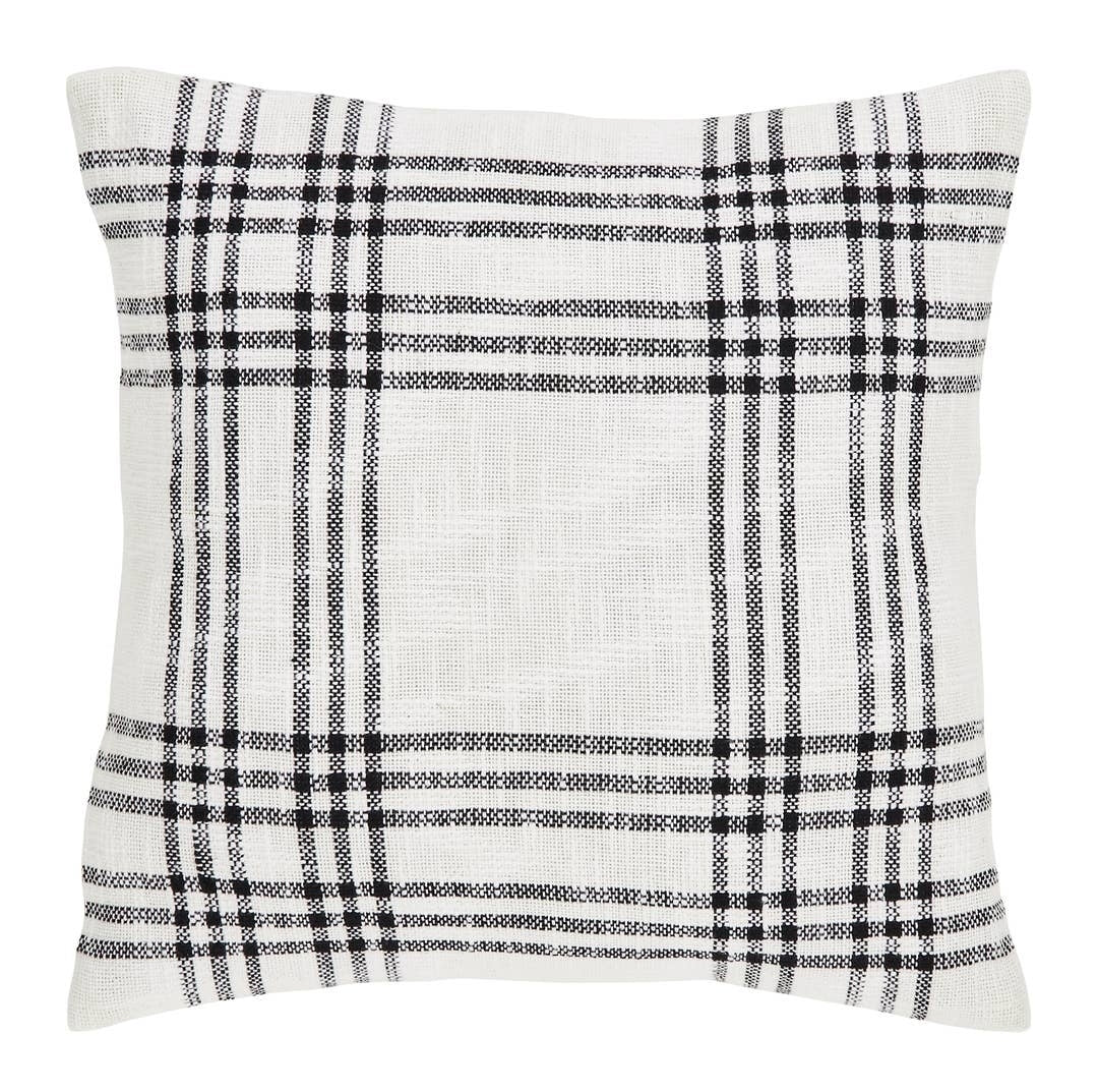 Black Plaid Fabric Pillow