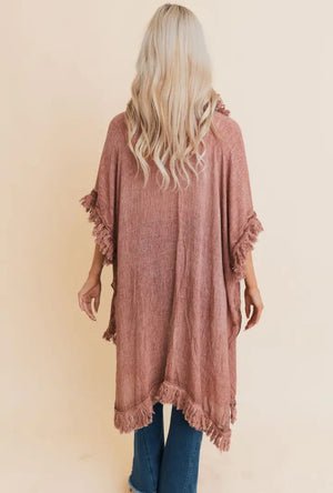 Sun-Bleached Fringe Ruffle Kimono