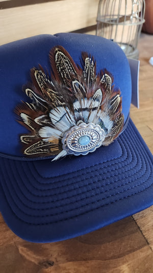 Navy Feathered Trucker