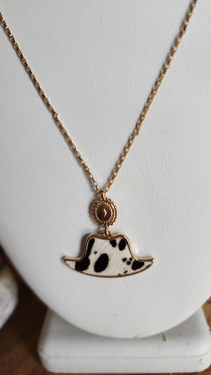 Cowhide Cowboy Hat Necklace