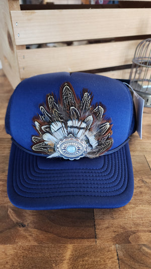 Navy Feathered Trucker