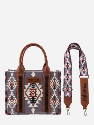 Wrangler Lavender Allover Aztec Dual Sided Print Crossbody Canvas Tote