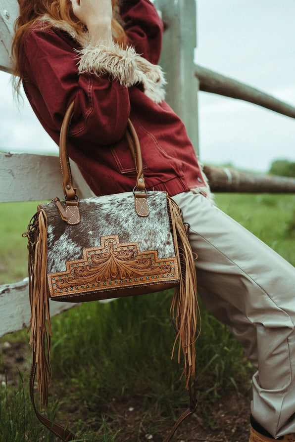 Cowhide purse with fringe hotsell