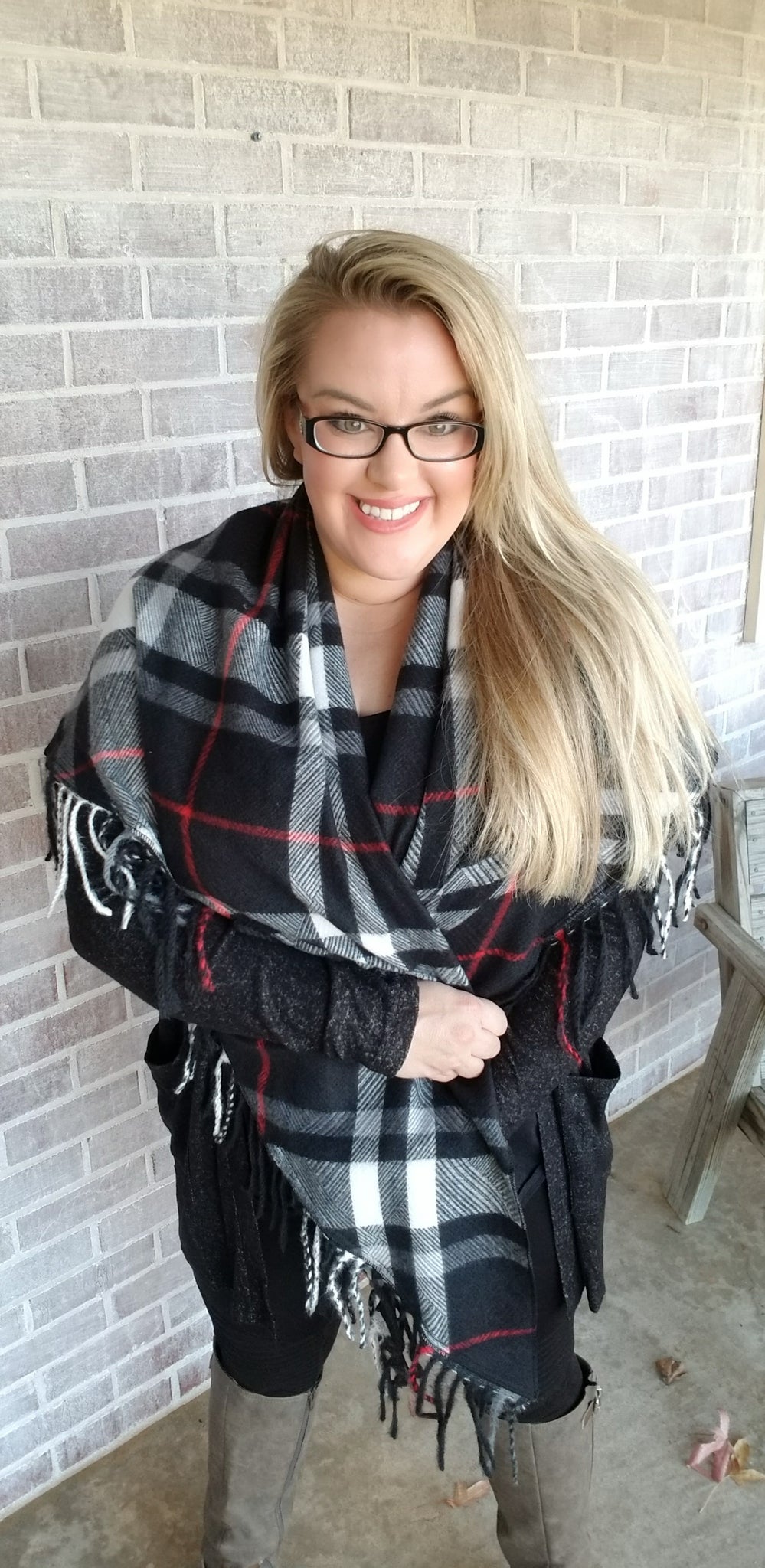 Greybull Plaid Wrap and Scarf with Fringe