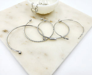 Silver Leaf Bracelet Set